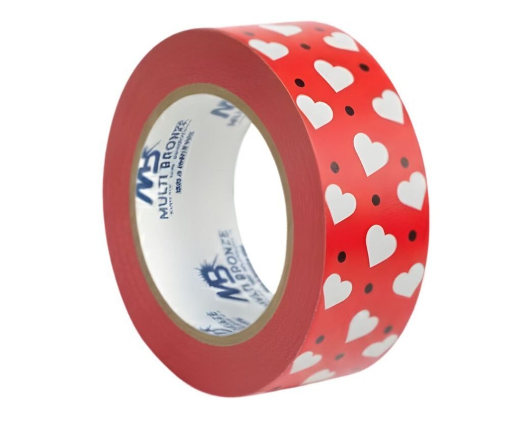 Cinta MB roja  con corazones blancos 18mm x 20 m